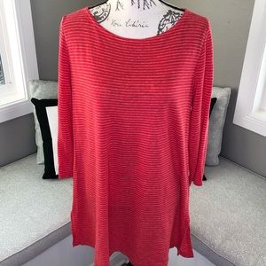 Eileen Fisher Red/Coral and White Tunic